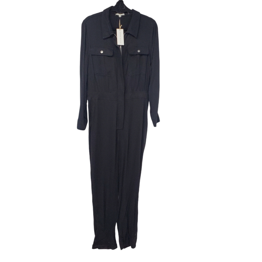 Moon River New Size Medium Gray Long Sleeve Jumpsuit NWT Anthropologie